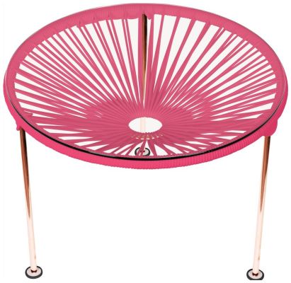 Zicatela Table (Pink weave on Copper Frame)