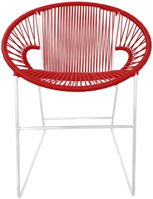 Puerto Dining Chair (Red Weave on White Frame)