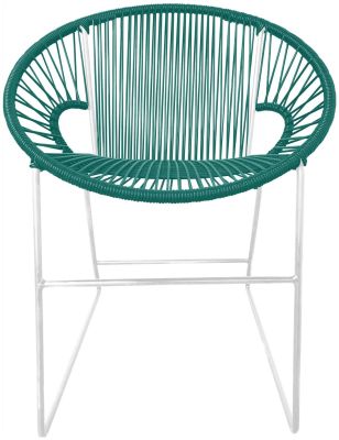Puerto Dining Chair (Turquoise Weave on White Frame)
