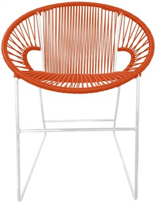 Puerto Dining Chair (Orange Weave on White Frame)