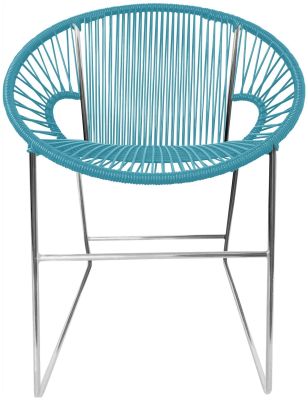 Puerto Dining Chair (Blue Weave on Chrome Frame)