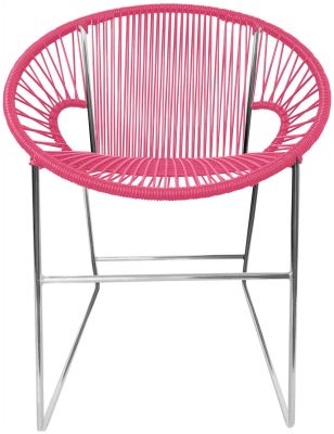 Puerto Dining Chair (Pink Weave on Chrome Frame)