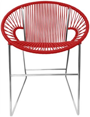 Puerto Dining Chair (Red Weave on Chrome Frame)