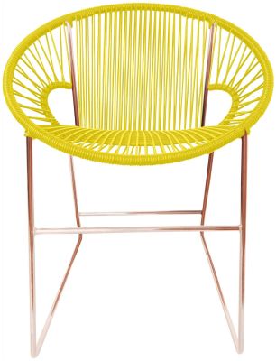Puerto Dining Chair (Yellow Weave on Copper Frame)