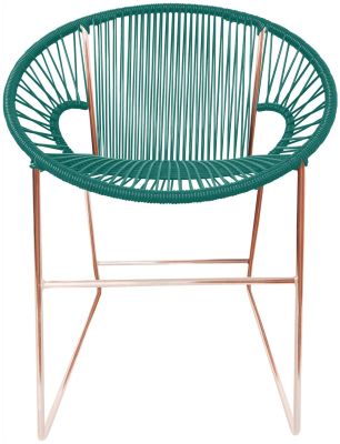 Puerto Dining Chair (Turquoise Weave on Copper Frame)