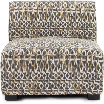 Delfina Armless Chair (White, Grey & Gold)