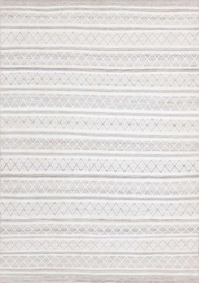 Aspen Striped Diamond Pattern  Rug (8 x 11 - Cream Grey)