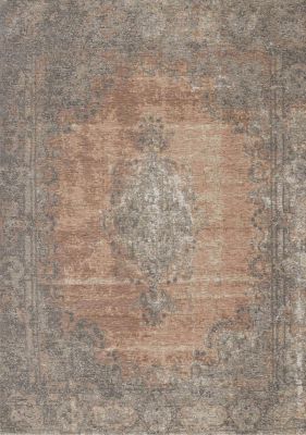 Cathedral Salmon Traditional Border Rug (6 x 8 - Grey Pink)