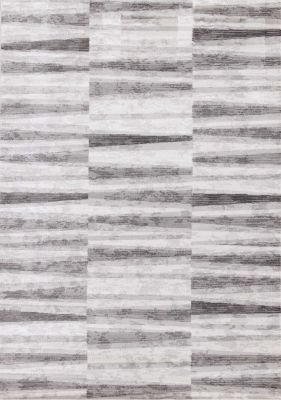 Chorus  Striped Rug (7 x 9 - Grey White)