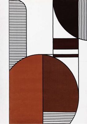 Claro Art Deco Geometric Plush Rug (8 x 11 - Black Orange Red White)