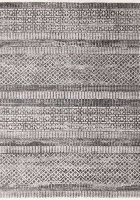 Evora Banded Patterns  Rug (3 x 4 - Cream Grey)