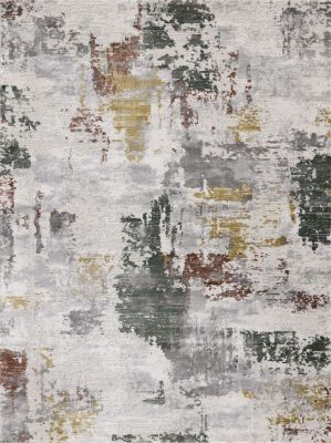 Luca Abstract Design  Rug (8 x 11 - Green Grey Red White Yellow)