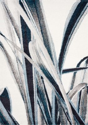 Sable Tapis  (8 x 11 - Frise Botanique Bleu Crème Gris)