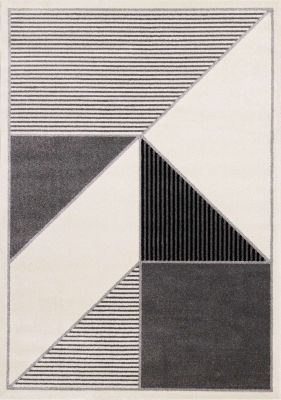 Safi Geometric Triangles  Rug (6 x 8 - Black Cream Grey)