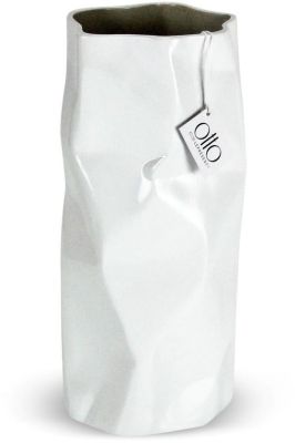 Plastic Vase Ceramic Vase (12 x 5 x 5 - White)