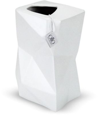 Diamond Vase Ceramic Vase (13 x 7 x 7 - White)