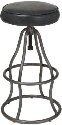 Ziggie Bar Stool (Distressed Black Leather)
