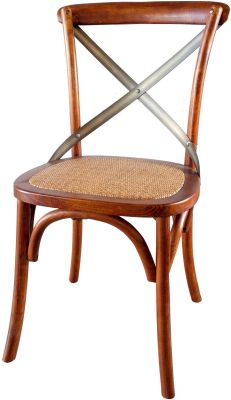 Cross Back Chair (Set of 2 - Brown with Rattan Seat)