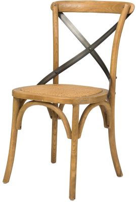 Cross Back Chair (Set of 2 - Distressed Natural with Rattan Seat)