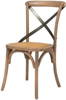 Cross Back Chair (Set of 2 - Driftwood with Rattan Seat)