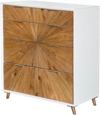 Marrakesh 5 Drawer Chest (Distressed Natural & White Lacquer)