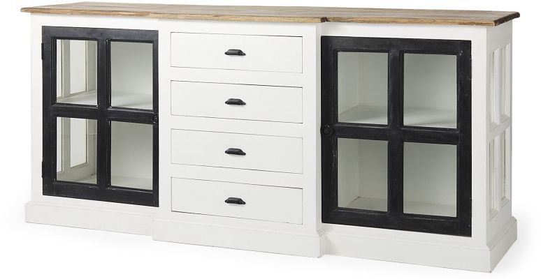 Bourchier Sideboard (White & Black Solid Wood Frame)