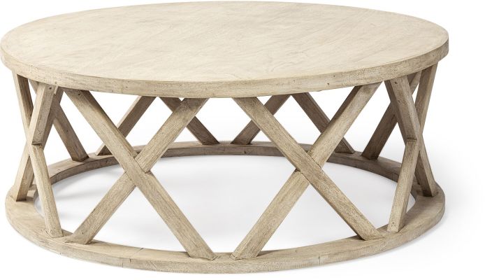 Forsey Coffee Table (Round White Solid Wood Top & Base)