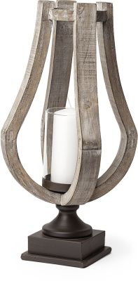 Brillion Table Candle Holder (Small - Rustic Wood Metal)