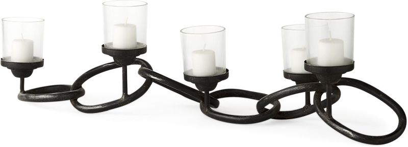 Quito Table Candle Holder (Black Metal Chain-Link Five Candle)