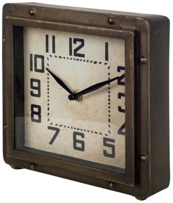 Redding Horloge de Table (Métal Carré à La Abat-Jour Bronze)