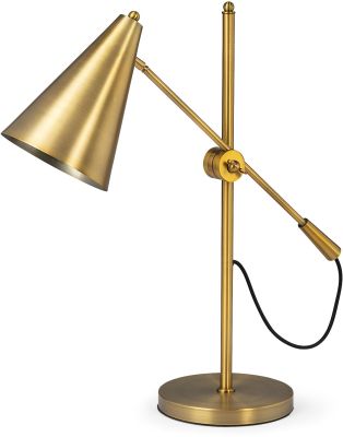 Fragon Lampe de Table (Abat-Jour Conique Réglable en Métal Doré)
