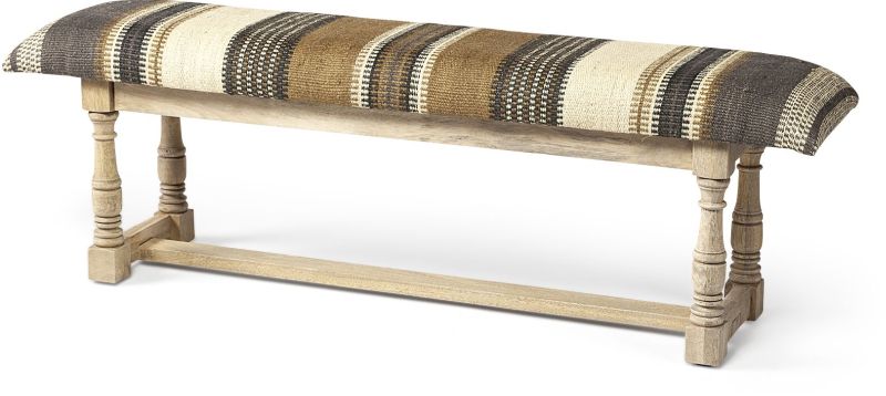Greenfield Bench (Multi Colored Jute Patterned with Wood Frame)