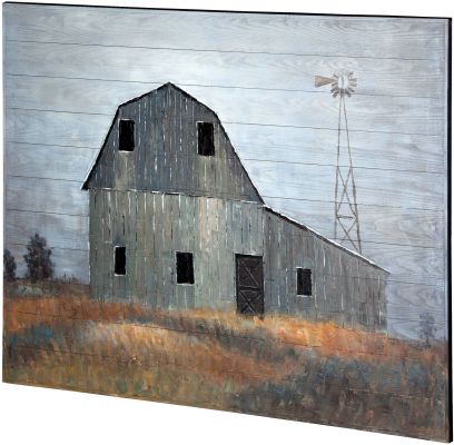 Old Peinture à L'Huile (Grange Grise d'Origine De Mill Creek, Peinte à La Main sur Du Bois)