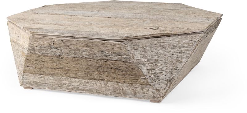 Stowe Coffee Table (Octogan Solid Wood Hinged Top with Storage)