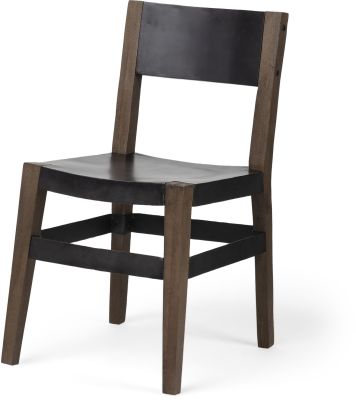 Nell Dining Chair (Black Iron Seat Solid Brown Wooden Base)