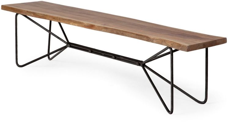 Papillion Bench (Natural Solid Wood & Iron Dining)