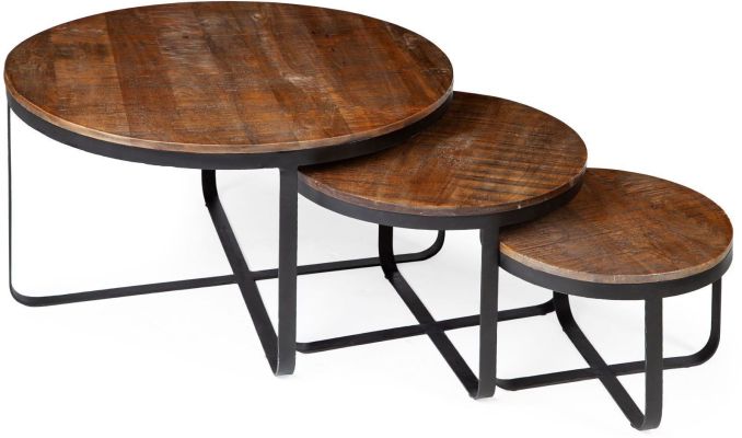 Trifecta Coffee Table (Set of 3 - Walnut and Black)