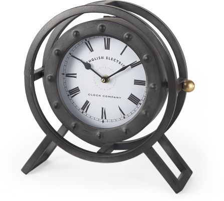 Gaston Horloge de Table (Circulaire en Métal Gris)
