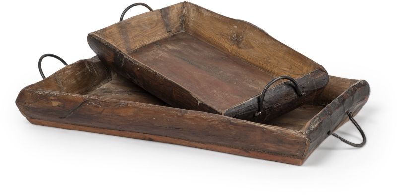 Durone Tray (Set of 2 - Brown Wooden Live Edge Serving)