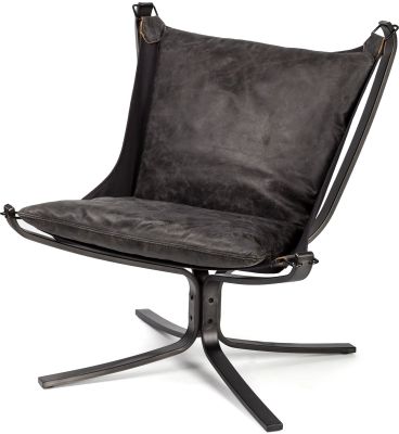 Colarado Chaise d'Appoint (Cuir Noir &  Fer Noir)