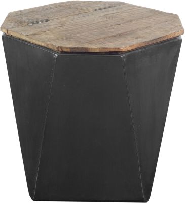 Esagono End Table (II - Black Metal & Natural Wood Hinged-Top)