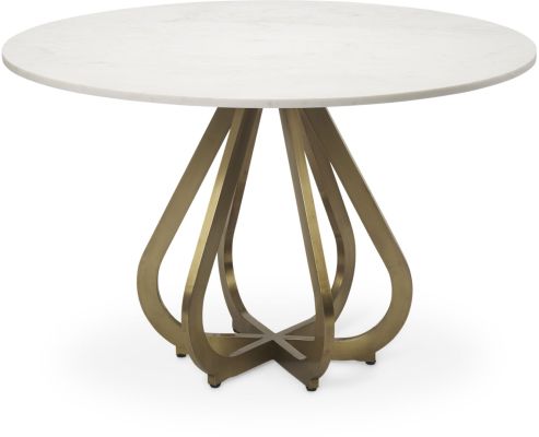 Laurent Dining Table (White Marble & Gold Metal)