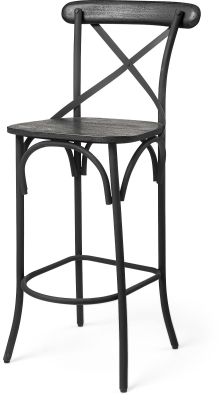 Etienne Bar Stool (Black Wood & Black Metal)