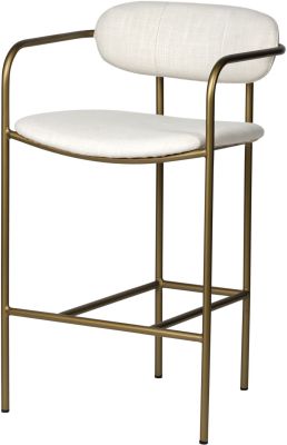 Parker Counter Stool (Cream Fabric Seat Gold Metal)