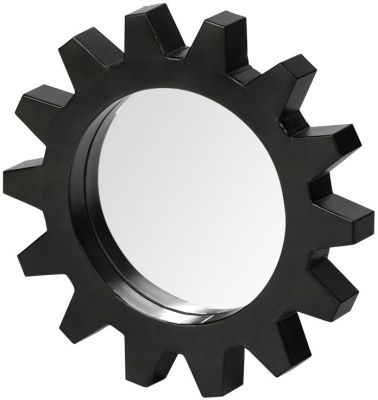 Cog Alloy Wall Mirror (Small - Black Metal Frame)