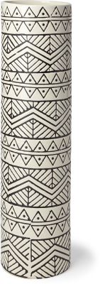 Uhura Vase (Large - Crème Noir Motif Cylindrique)