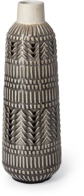 Riker Ceramic Vase (Large - Dark Grey Cream Ceramic)