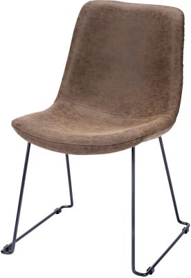 Sawyer Dining Chair (Set of 2 - Brown Faux-Leather Seat BlackIron Frame)