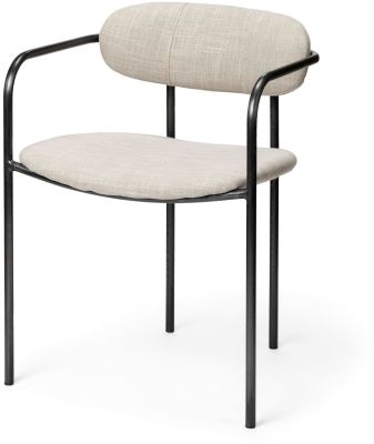Parker Dining Chair (Set of 2 - Beige Fabric Seat Gun Metal Grey Metal Frame)
