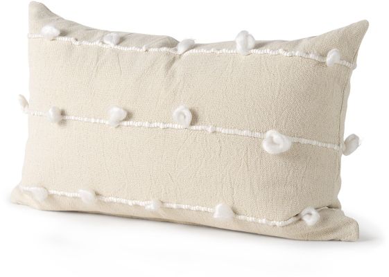 Erica Decorative Pillow (13x21 - Cream With White Detail Cover)